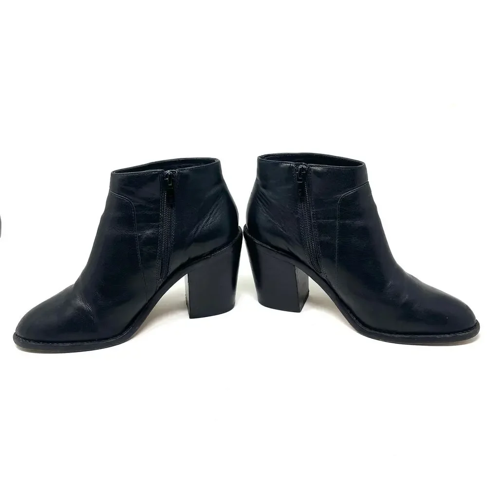 Loeffler Randall Ella Leather Ankle Boots - Black - Size 7.5